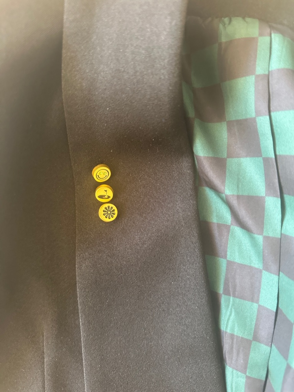 Fore All golf black School-Style Blazer with Crest and Green Check Lining M - Picture 4 of 6